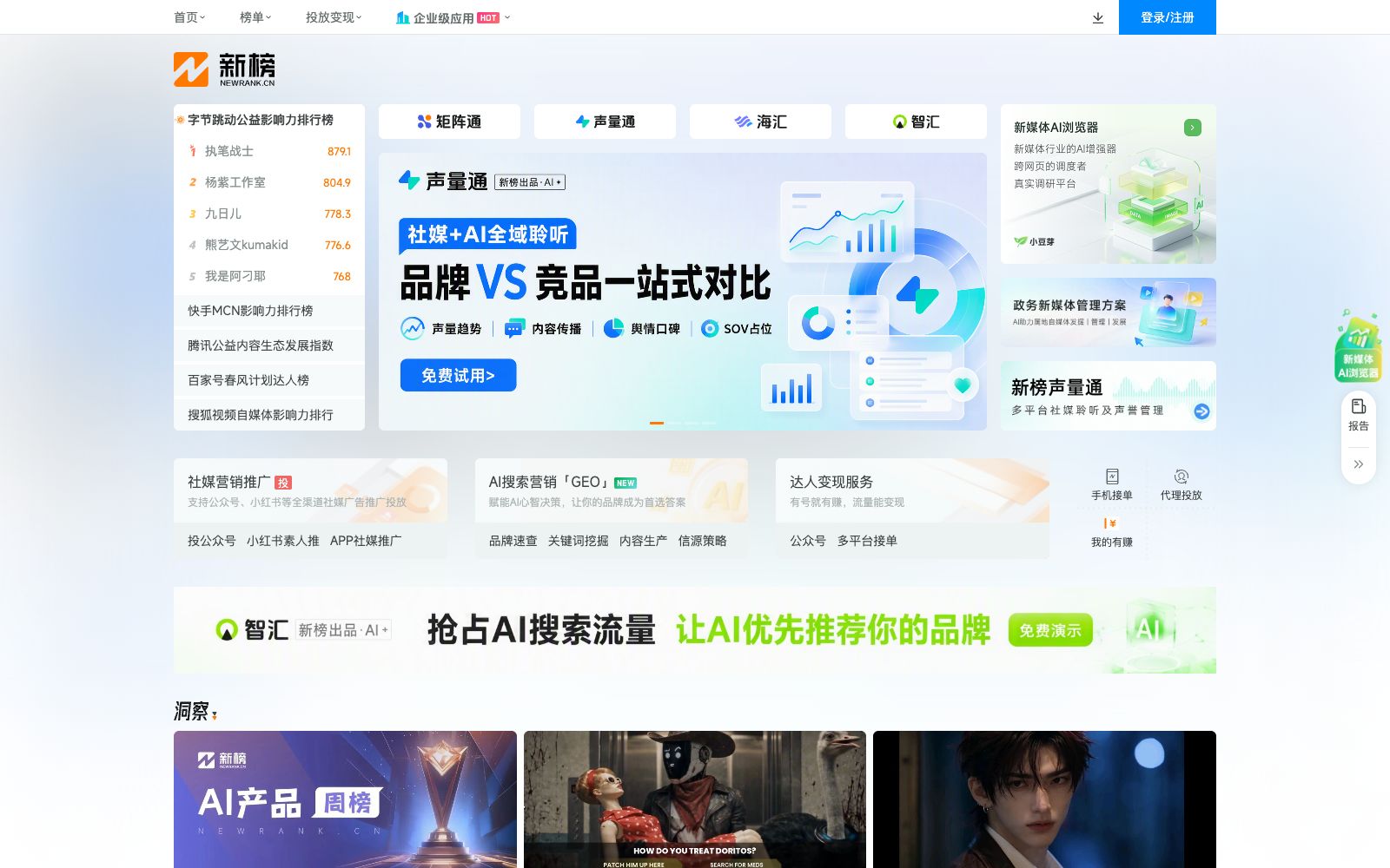 首页 - 新榜AI