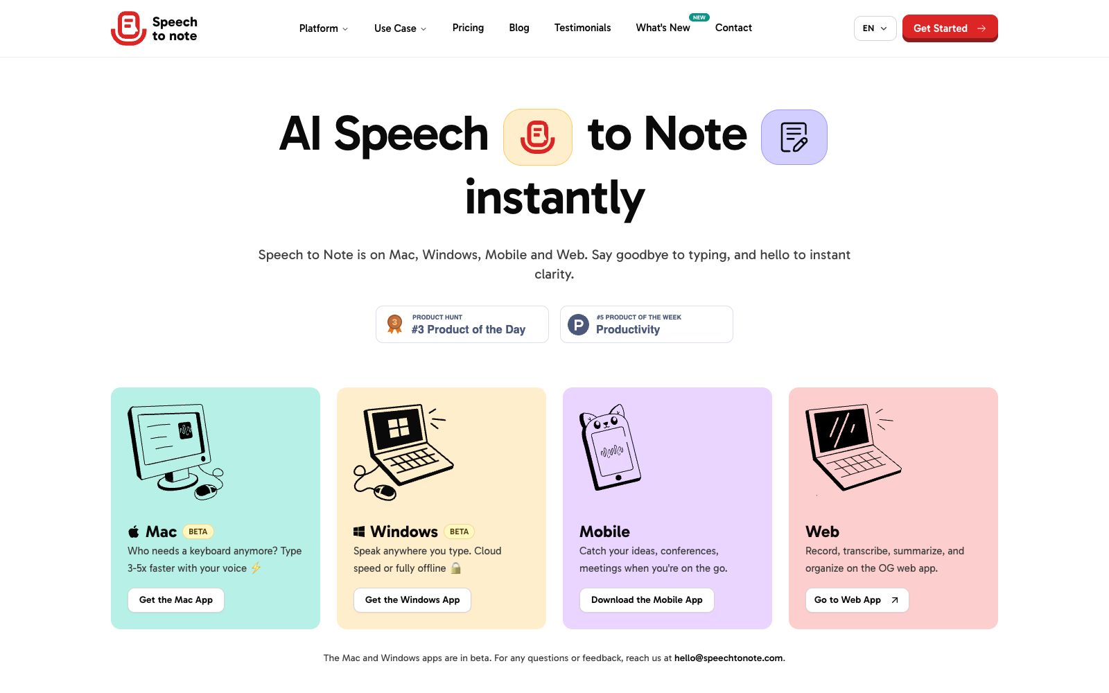 首页 - Speech To Note